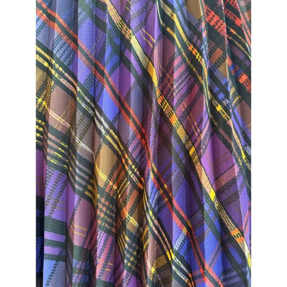 Live 4 Truth Plaid Midi Skirt Women’s XL Purple Multicolor Pleated Polyester New - Picture 4 of 8